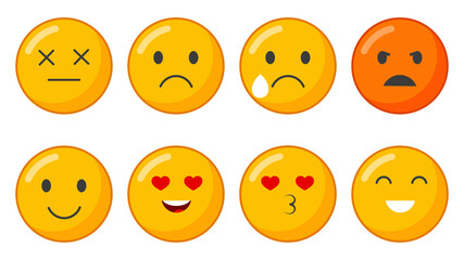 Fototapeta premium Set of Yellow Emoticon and Emoji Smiles