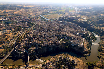 Aerial view historical city of Toledo. Spain