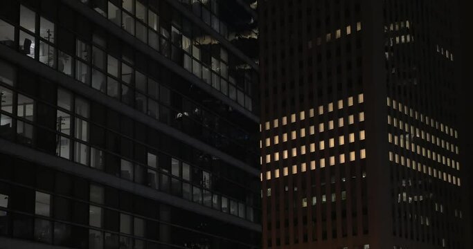 Office buildings at night