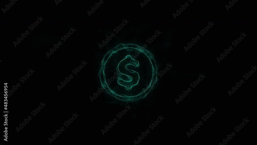 Poster Dollar symbol icon with plexus effect. Connected lines with dots. Lines plexus