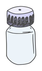 glass jar with lid with under pills drawing doodle