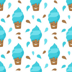 Seamless pattern with ice cream in bright colors.