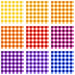 Colorful seamless plaid tablecloth gingham pattern collection on the white background. Vector illustration.	