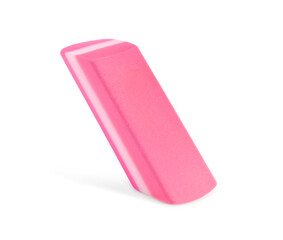 New bright eraser isolated on white. School stationery
