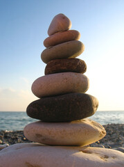 Sea pebble towers on seacoast