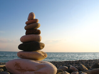 Sea pebble towers on seacoast