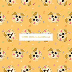 Seamless pattern with cute dogs. Vector illustration for postcard, banner, web, decor, design, arts, calendar, textile. Suitable for baby stuff