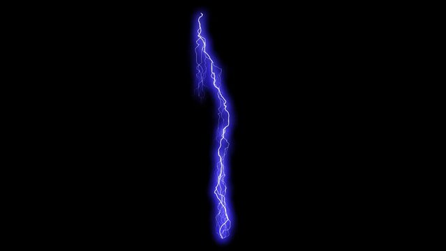Lightning Strikes On black Screen Background 4K - Stunning Lightning In Storm and Clouds - 3D Seamless Loop 4K Animation. The sky storms with lightning and thunder.