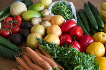 Rich selection of vegetables and fruits