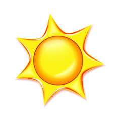 Sun icon isolated on white background. 3d rendering