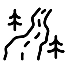 Road In Forest Flat Icon Isolated On White Background