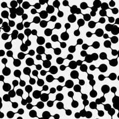 Vector seamless abstract geometric pattern with black circles and stripes