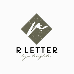 R initial square logo vector image