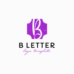 B initial purple haxagon logo vector image