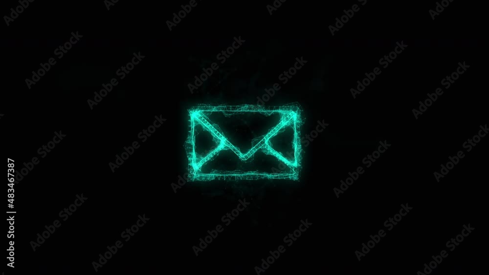 Poster Envelope icon with plexus effect. Connected lines with dots. Lines plexus