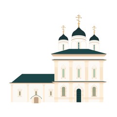 Fototapeta na wymiar Isolate illustration of Orthodox Church. Russian Cathedral. Flat style. Vector illustration