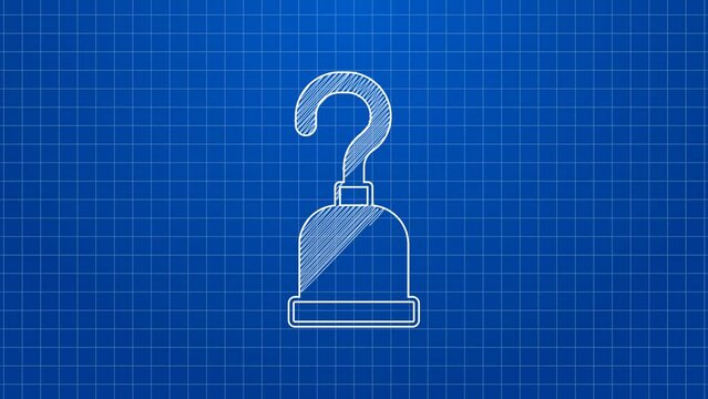 White line Pirate hook icon isolated on blue background. Happy Halloween party. 4K Video motion graphic animation