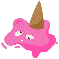 Bright ice cream with a funny face.