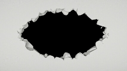 gap in the white wall in the form of an oval
