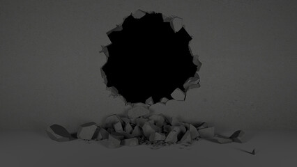 breach in the black wall in the form of a circle