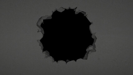 breach in the black wall in the form of a circle - obrazy, fototapety, plakaty
