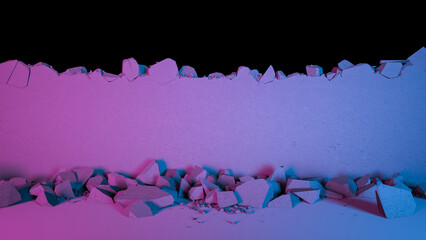 break in the wall horizontally in neon lighting