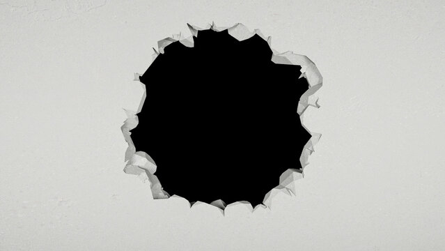 breach in the white wall in the form of a circle
