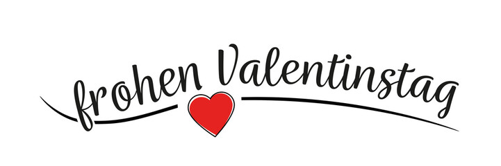 Fr&ouml;hlichen Valentinstag - Herzicon und Text. Wei&szlig;er Hintergrund.