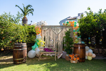 Obraz premium Baby Shower, oh baby, party organization consept, organizational space, organization decoration
