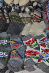 Warm winter handmade wool knitted socks