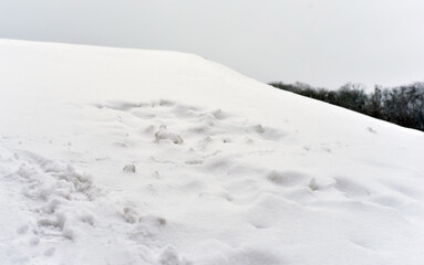 Winter landscape. Snow covered hill.