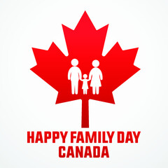 Happy family day canada 21 february 2022, modern creative banner, sign, design concept, social media, template with red text and canadian abstract background 