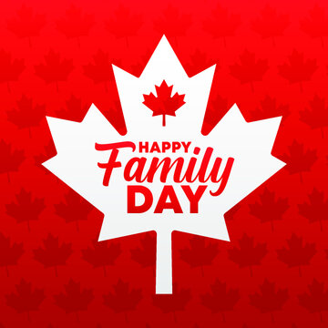 Happy family day canada 21 february 2022, modern creative banner, sign, design concept, social media, template with red text and canadian abstract background 
