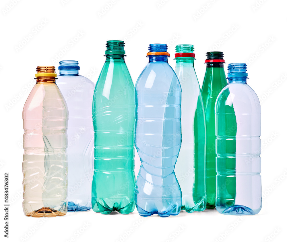 Sticker plastic bottle empty transparent recycling container water environment drink garbage beverage