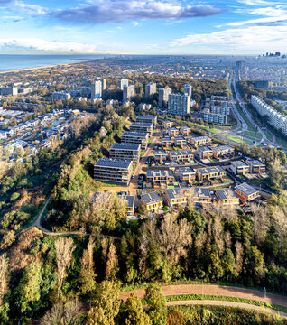 Aerial photo brand Finest of Ockenburg project in The Hague/Kijkduin with a view over the entire city