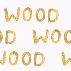 Watercolor Letters with Wood Texture