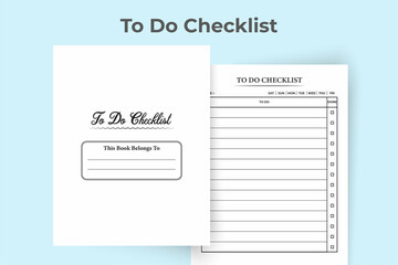 To do checklist KDP interior log book. KDP interior notebook. Task list interior template. To do checklist notebook. Work list diary template. To do checklist diary interior design.