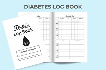 Diabetes log book KDP interior. Weekly diabetes checker notebook. Medical log book and diabetes tracker KDP interior. Medical tracker log book. KDP interior notebook.