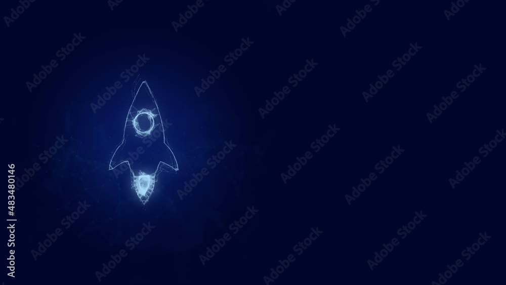 Poster Rocket ship icon with plexus effect. Connected lines with dots. Lines plexus