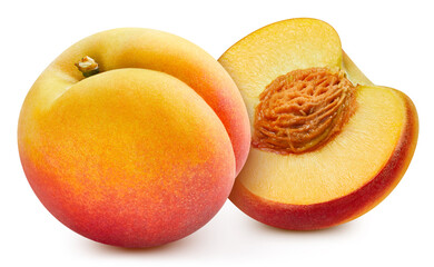 Juicy peach isolated on the white background