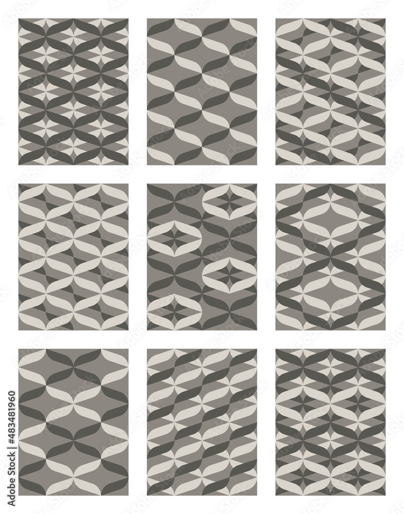Wall mural set of flat style geometric seamless patterns. vector illustrationset of geometric seamless patterns
