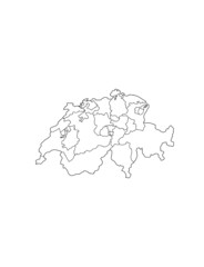 Switzerland  Vector Map Showing Country highlighted in White with Black Outline
