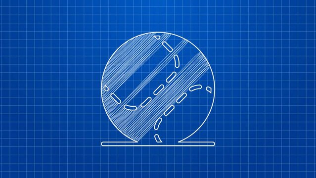 White line Baseball ball icon isolated on blue background. 4K Video motion graphic animation