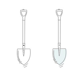 Two garden shovels for earthworks. A tool for digging and transplanting plants. Gardening, a set of tools for planting