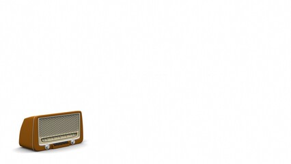 Old retro radio on white background. 3d rendering