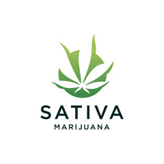 Green cannabis medical oil icon logo design Premium