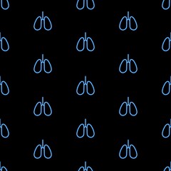 Human lungs seamless pattern, bright vector illustration on black background.