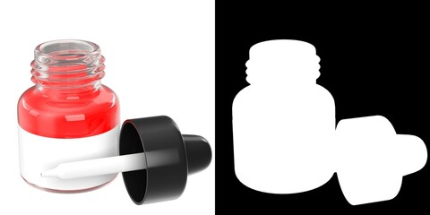 3D rendering illustration of an open dropper bottle
