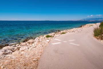 Road along the sea coast on the island