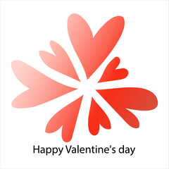 Card with congratulations on valentine's day and the image of the heart.